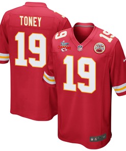 Kadarius Toney 19 Kansas City Chiefs Super Bowl LVII Champions 3 Stars Men Game Jersey - Red