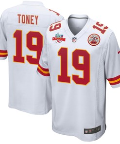 Kadarius Toney 19 Kansas City Chiefs Super Bowl LVII Champions 3 Stars Men Game Jersey - White