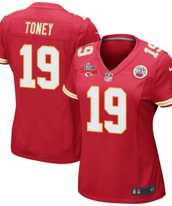 Kadarius Toney 19 Kansas City Chiefs Super Bowl LVII Champions 3 Stars Women Game Jersey - Red