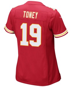 Kadarius Toney 19 Kansas City Chiefs Super Bowl LVII Champions 3 Stars Women Game Jersey - Red