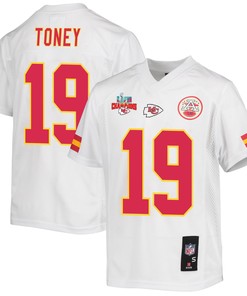 Kadarius Toney 19 Kansas City Chiefs Super Bowl LVII Champions 3 Stars Youth Game Jersey - White
