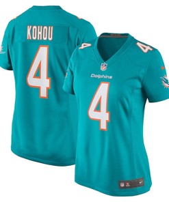 Kader Kohou 4 Miami Dolphins Women's Game Player Jersey - Aqua