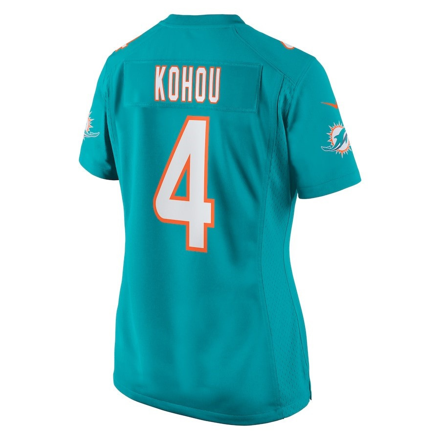 Kader Kohou 4 Miami Dolphins Women's Game Player Jersey - Aqua