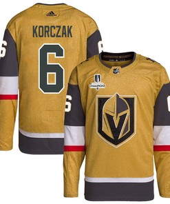 Kaedan Korczak 6 Vegas Golden Knights Stanley Cup 2023 Champions Patch Home Breakaway Men Jersey - Gold