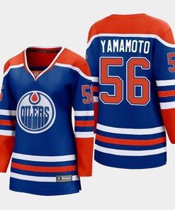 Kailer Yamamoto 56 Edmonton Oilers 2022-23 Home Women Premier Breakaway Player Jersey Royal