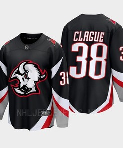 Kale Clague 38 Buffalo Sabres 2022-23 Goathead Third Premier Breakaway Player Black Jersey