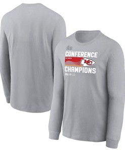 Kansas City Chiefs 2022 AFC Champions Locker Room Trophy Collection Long Sleeve T-Shirt - Gray