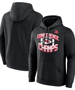 Kansas City Chiefs 2022 AFC Conference Champions Icon Bold Pullover Hoodie - Black