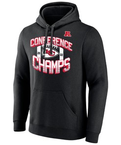 Kansas City Chiefs 2022 AFC Conference Champions Icon Bold Pullover Hoodie - Black