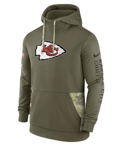 Kansas City Chiefs 2022 Salute to Service Therma Performance Pullover Hoodie - Olive, Men