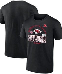 Kansas City Chiefs 2022 Three-Time AFC Conference Champions T-Shirt - Black