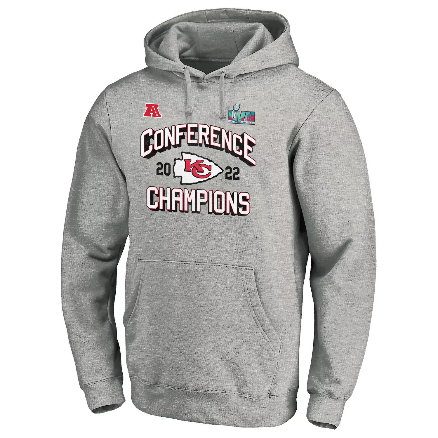 Kansas City Chiefs AFC Conference Champions Light Grey Pullover Hoodie
