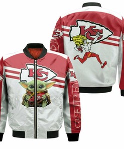 Kansas City Chiefs Baby Yoda Hug Chiefs Ball Logo 2D T Shirt Hoodie Sweater Bomber Jacket Model 2890
