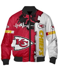 Kansas City Chiefs Bomber Jacket graphic heart ECG line