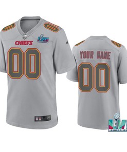 Kansas City Chiefs Custom 00 Super Bowl LVII Patch Atmosphere Fashion Game Jersey - Gray