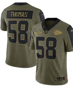 Kansas City Chiefs Derrick Thomas 58 Nfl Olive 2021 Salute To Service Limited Player Men Jersey For Chiefs Fans
