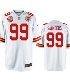 Kansas City Chiefs Khalen Saunders White 60th Anniversary Game Jersey