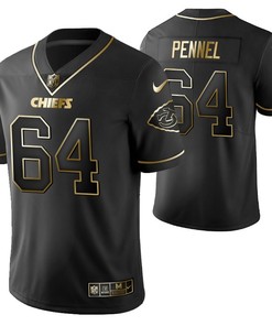 Kansas City Chiefs Mike Pennel 64 2021 Nfl Golden Brandedition Black Jersey Gift For Chiefs Fans