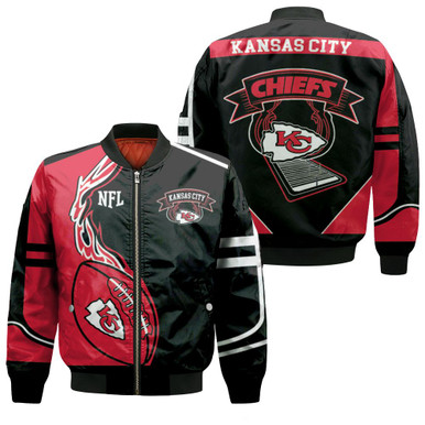 Kansas City Chiefs Nfl Fan Fleece 3D Jersey Bomber Jacket