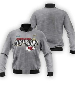 Kansas City Chiefs Nfl Super Bowl Champions Grey All Over Design Gift For Chiefs Fans Bomber Jacket
