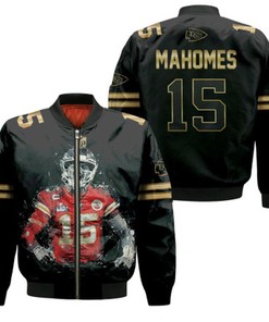 Kansas City Chiefs Patrick Mahomes 15 NFL American Football 2020 Black Gift For Chiefs Fans Bomber Jacket