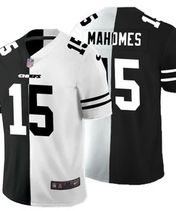 Kansas City Chiefs Patrick Mahomes #15 Nfl 2020 Black Nad White Jersey