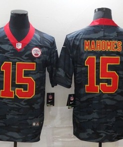 Kansas City Chiefs Patrick Mahomes #15 Nfl 2020 Camo Black Jersey