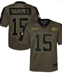 Kansas City Chiefs Patrick Mahomes 15 Nfl Olive 2021 Salute To Service Game Men Jersey For Chiefs Fans