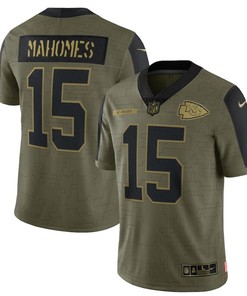 Kansas City Chiefs Patrick Mahomes 15 Nfl Olive 2021 Salute To Service Limited Player Men Jersey For Chiefs Fans