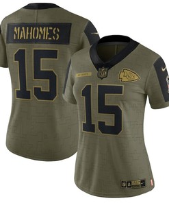 Kansas City Chiefs Patrick Mahomes 15 Nfl Olive 2021 Salute To Service Limited Player Women Jersey For Chiefs Fans