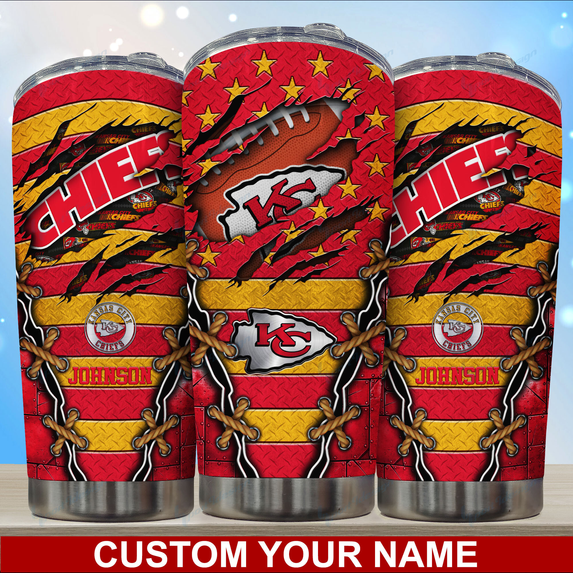 Kansas City Chiefs Personalized Tumbler - Custom Name