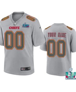 Kansas City Chiefs Super Bowl LVII Custom 00 Youth Atmosphere Game Jersey - Gray