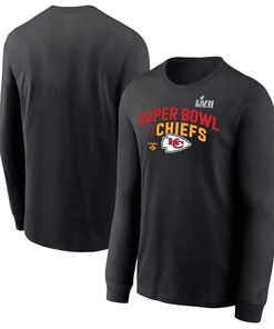 Kansas City Chiefs Super Bowl LVII Team Logo Lockup Long Sleeve T-Shirt - Black
