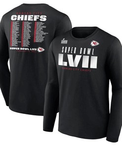 Kansas City Chiefs Super Bowl LVII Varsity Roster Long Sleeve T-Shirt - Black