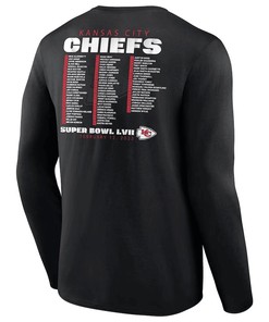 Kansas City Chiefs Super Bowl LVII Varsity Roster Long Sleeve T-Shirt - Black