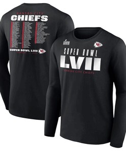 Kansas City Chiefs Super Bowl LVII Varsity Team Roster Long Sleeve T-Shirt - Black