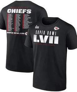 Kansas City Chiefs Super Bowl LVII Varsity Team Roster T-Shirt - Black
