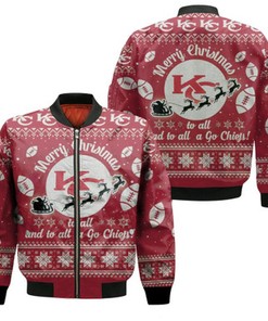 Kansas City Chiefs To All And To All A Go Chiefs Ugly Christmas Festive Gift For Kansas City Chiefs Fans Bomber Jacket