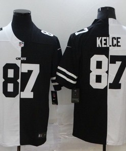 Kansas City Chiefs Travis Kelce #87 Nfl 2020 Black And White Jersey