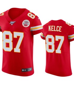 Kansas City Chiefs Travis Kelce Red 100th Season Vapor Elite Jersey