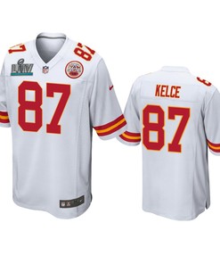 Kansas City Chiefs Travis Kelce White Super Bowl Liv Game Jersey