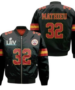 Kansas City Chiefs Tyrann Mathieu 32 Nfl Black Jersey Inspired Style Bomber Jacket