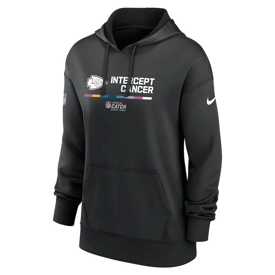 Kansas City Chiefs Women's 2022 NFL Crucial Catch Therma Performance Pullover Hoodie - Black