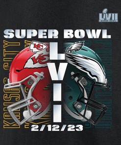 Kansas City Chiefs vs. Philadelphia Eagles Super Bowl LVII Matchup T-Shirt - Black