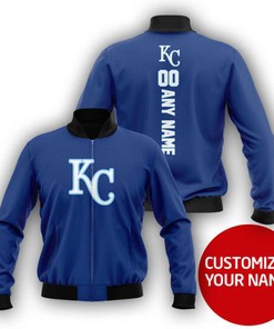 Kansas City Royals #00 3D Personalized Royal Blue Jersey Style Gift With Custom Number Name For Royals Fans Bomber Jacket