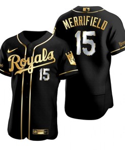 Kansas City Royals #15 Whit Merrifield Mlb Golden Brandedition Black Jersey Gift For Royals Fans