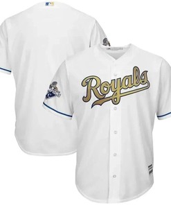Kansas City Royals 2015 World Series Champions Gold Program Cool Base Jersey - White