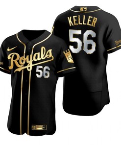 Kansas City Royals #56 Brad Keller Mlb Golden Brandedition Black Jersey Gift For Royals Fans