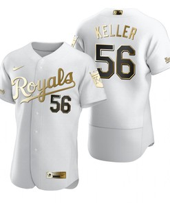 Kansas City Royals #56 Brad Keller Mlb Golden Brandedition White Jersey Gift For Royals Fans