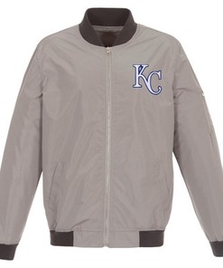 Kansas City Royals JH Design Lightweight Nylon Bomber Jacket - Gray